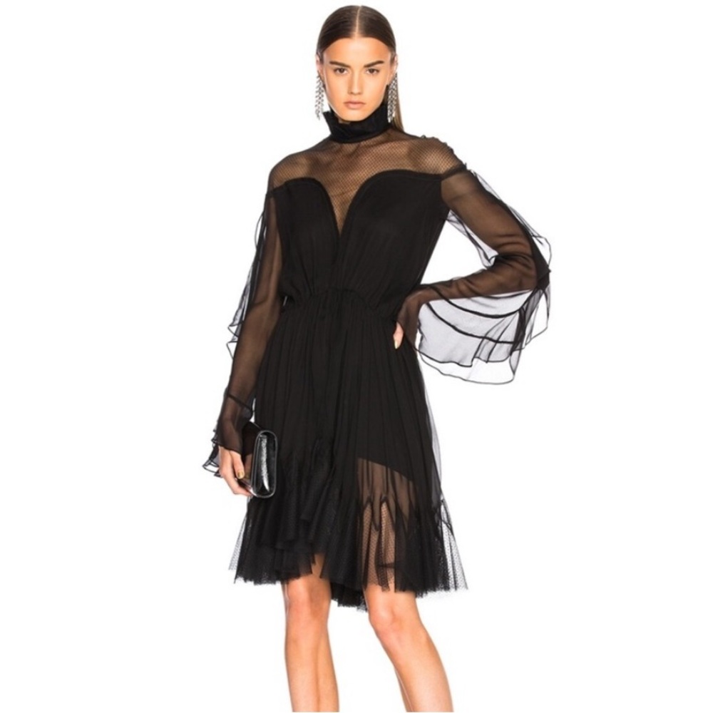 JONATHAN SIMKHAI GATHERED LAYERED BLK DRESS